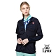 【Lynx Golf】女款彈性舒適涼爽透氣交叉壓條袋蓋連帽長袖外套-深藍色 product thumbnail 2