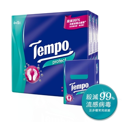 Tempo 4層加厚袖珍紙手帕-抗菌倍護 7抽x18包/組