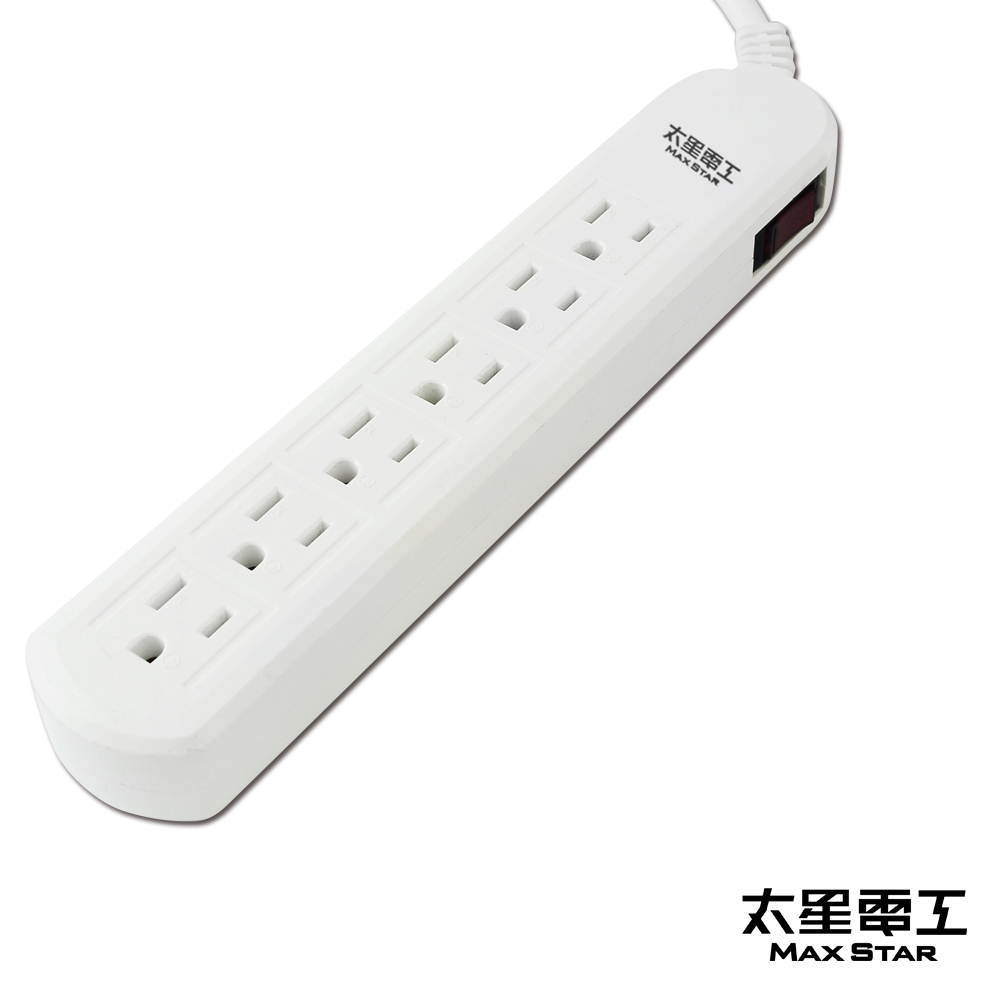 【太星電工】電腦線一開六插延長線 3P/15A/4尺