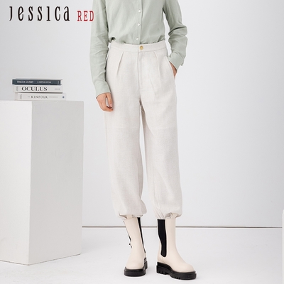 JESSICA RED - 時尚百搭寬鬆舒適束口長褲824122（米色）