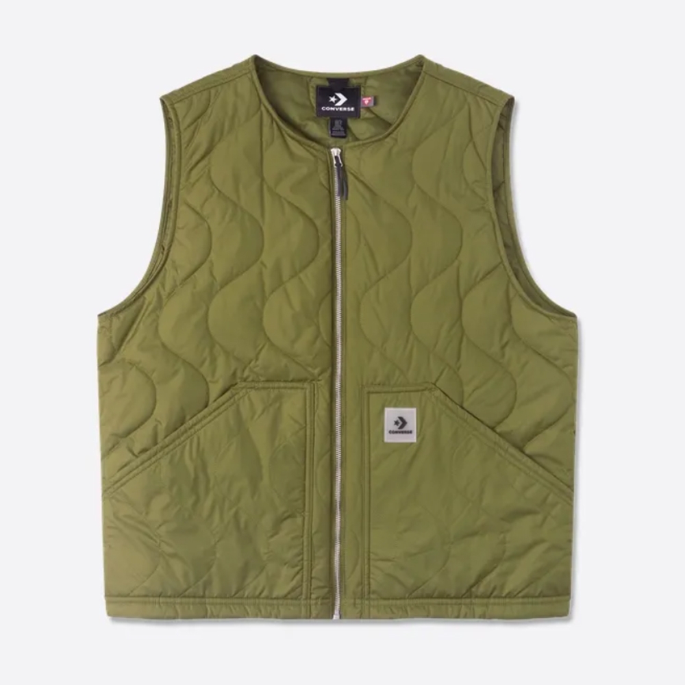 CONVERSE PADDED VEST 羽絨背心 男 軍綠色-10025267-A02