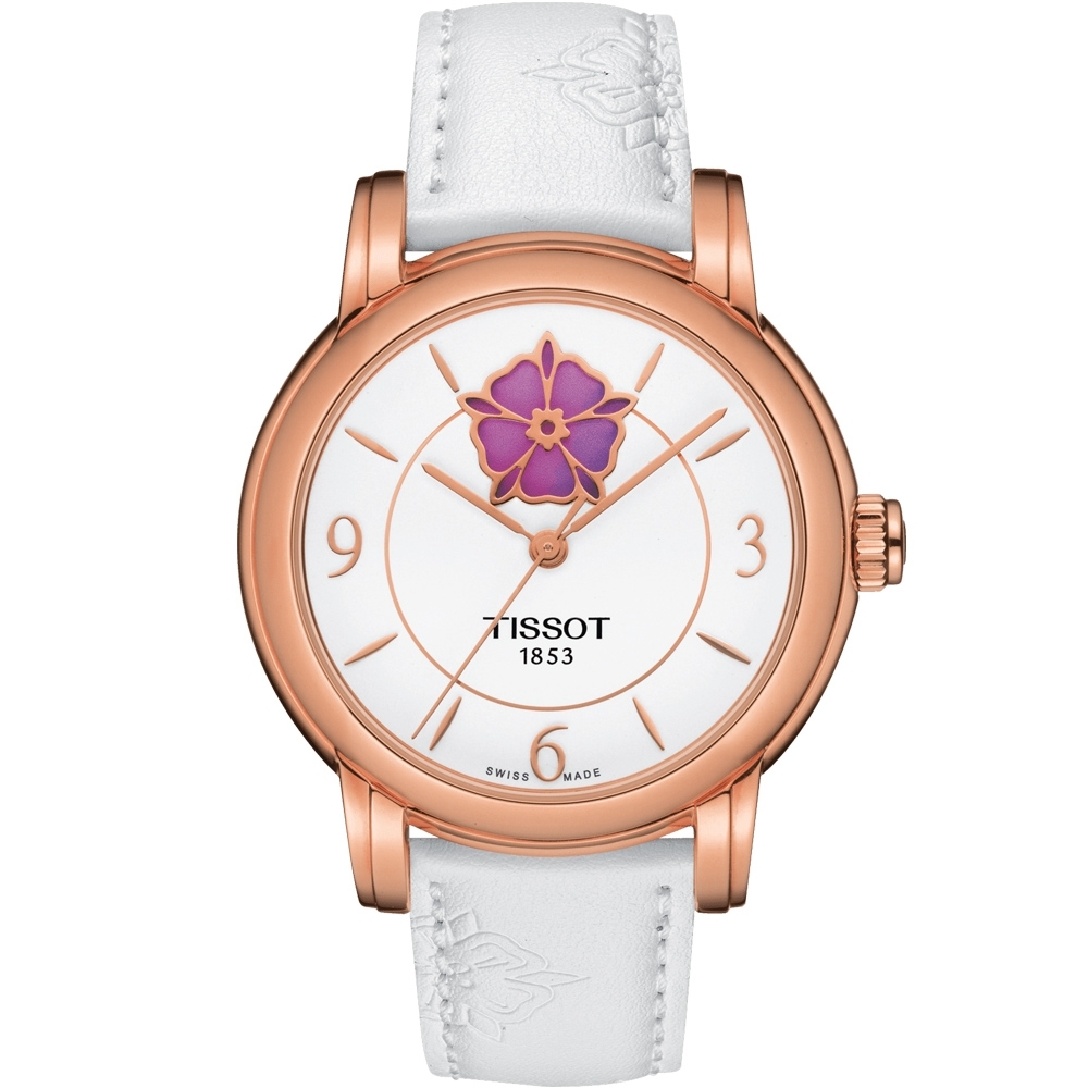 TISSOT 天梭 官方授權 LADY HEART FLOWER 機械錶(T0502073701705)35mm/玫瑰金色