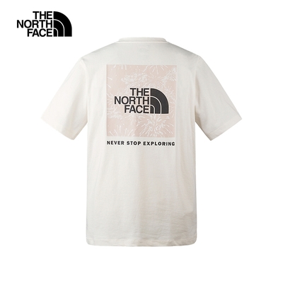 【The North Face 官方旗艦】新年款-北面男女款白色舒適透氣大尺寸煙火LOGO印花短袖T恤｜89U4QLI