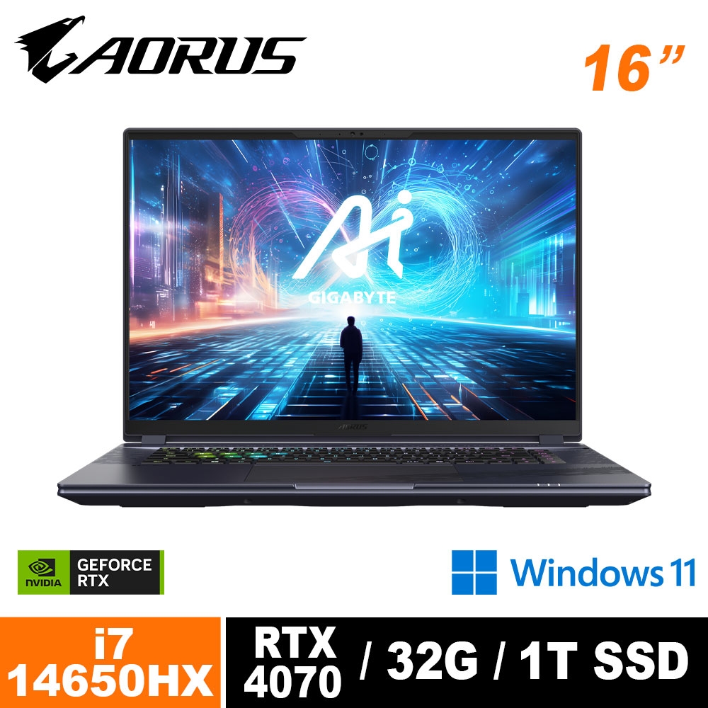 技嘉 AORUS 16X AKG 16吋電競筆電 (i7-14650HX/RTX4060/165Hz/32G/1TB SSD/Win11 Home/QHD)