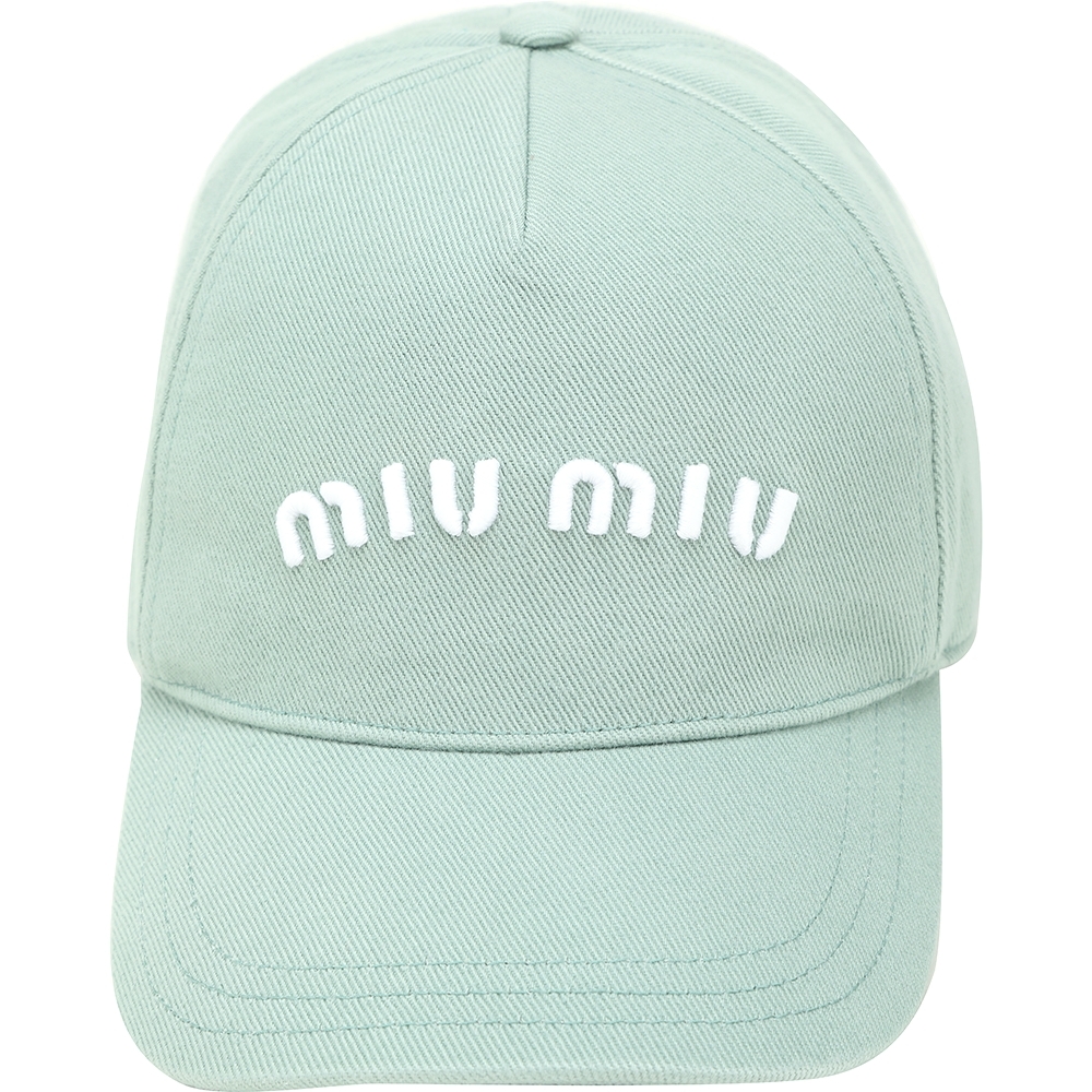 miu miu 字母刺繡斜紋布棉質棒球帽(綠色)