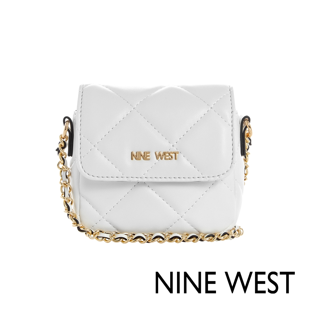 福利品 NINE WEST CRESCENT 菱格質感皮鍊帶mini斜背包-純白色