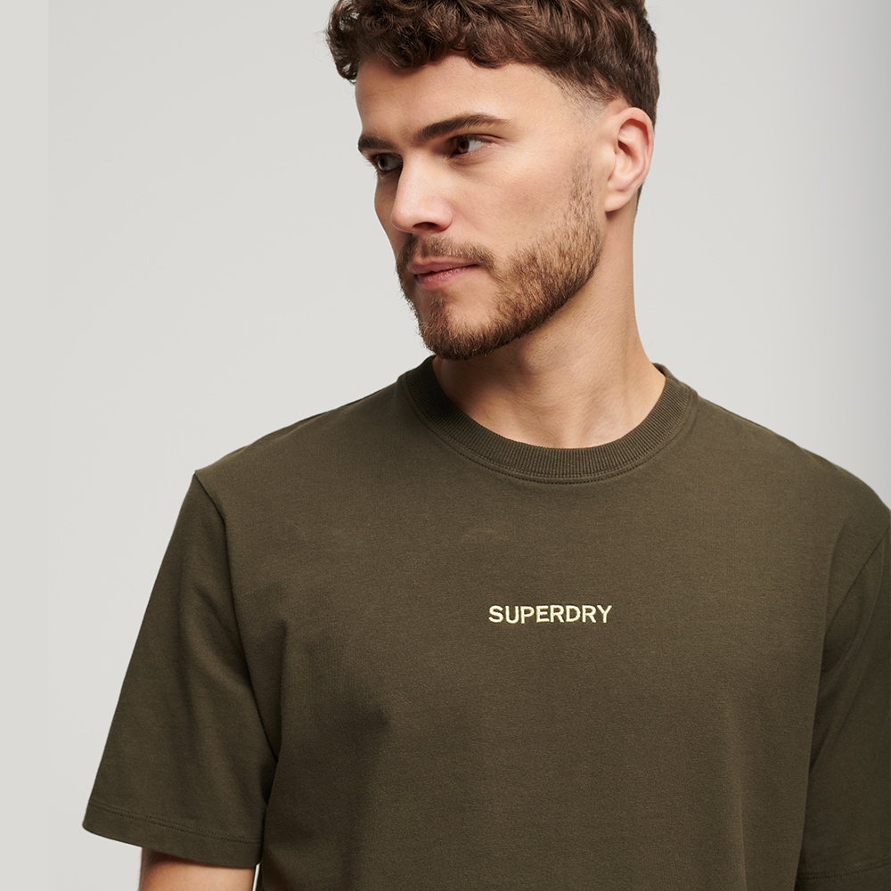 SUPERDRY 男裝 短袖T恤 Micro Logo Graphic Loose 軍卡其綠