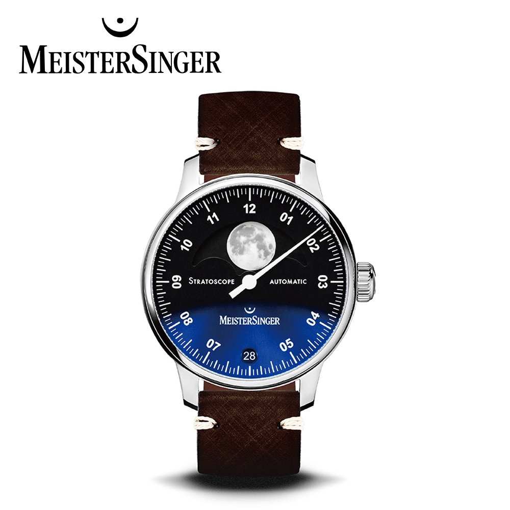 【MeisterSinger 明斯特單指針】月相鏡夜光幕夜蘭二代ST982自動上鍊43mm