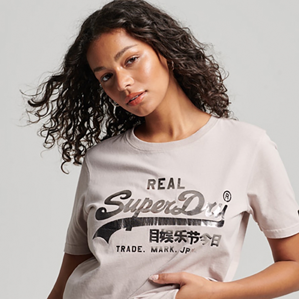 SUPERDRY 男女 短袖T恤 大LOGO印花 經典款 精選均一價 (女款淺褐)