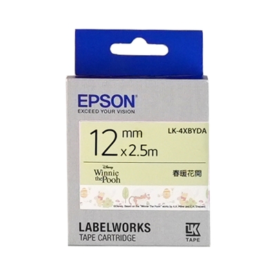 EPSON LK-4XBYDA 迪士尼系列 春暖花開款 白底黑字 標籤