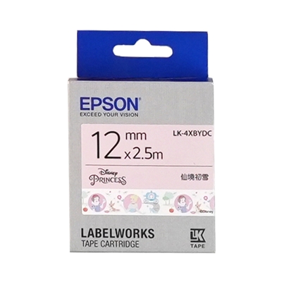 EPSON LK-4XBYDC 迪士尼系列 仙境初雪款 白底黑字 標籤