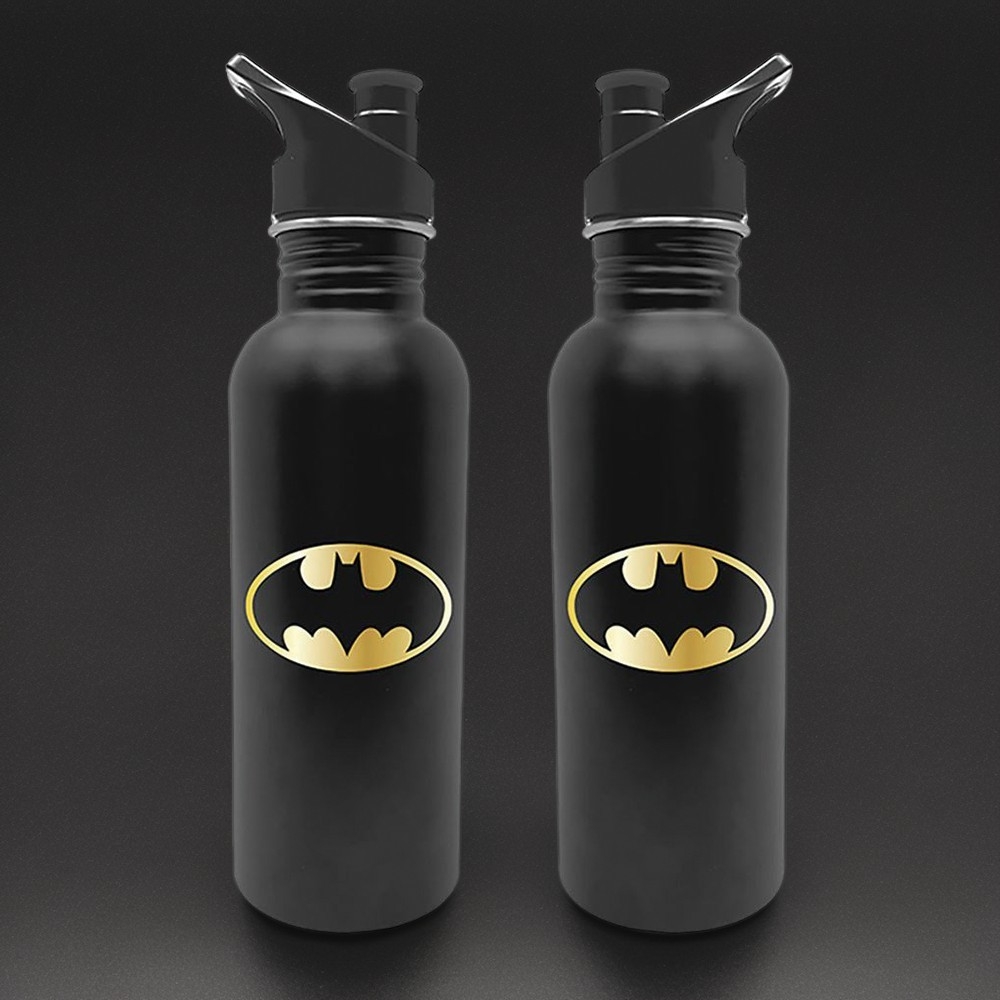 【Paladone UK】華納DC蝙蝠俠 Batman LOGO 經典款保溫杯 黑色經典金屬水壺(700ml)