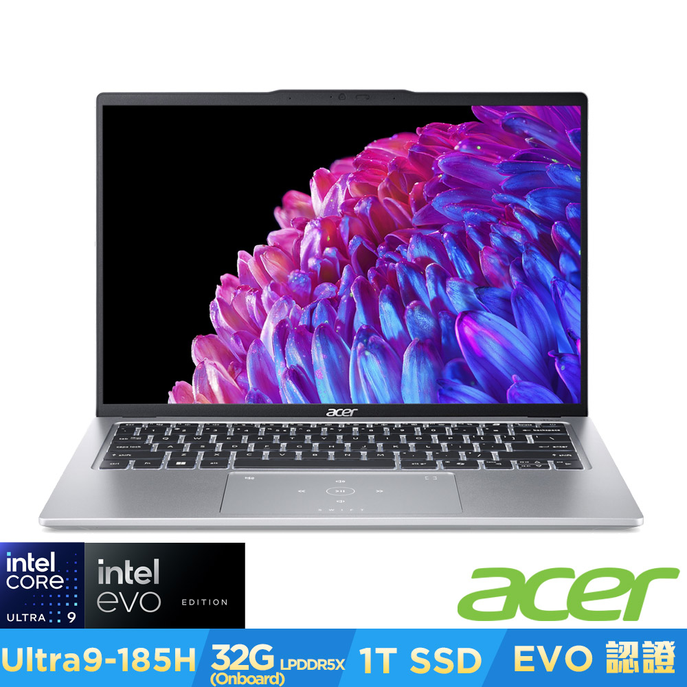 Acer 宏碁 Swift Go SFG14-73-95N0 14吋AI輕薄筆電(Core Ultra 9-185H/32GB/1TB/Win11)｜EVO認證