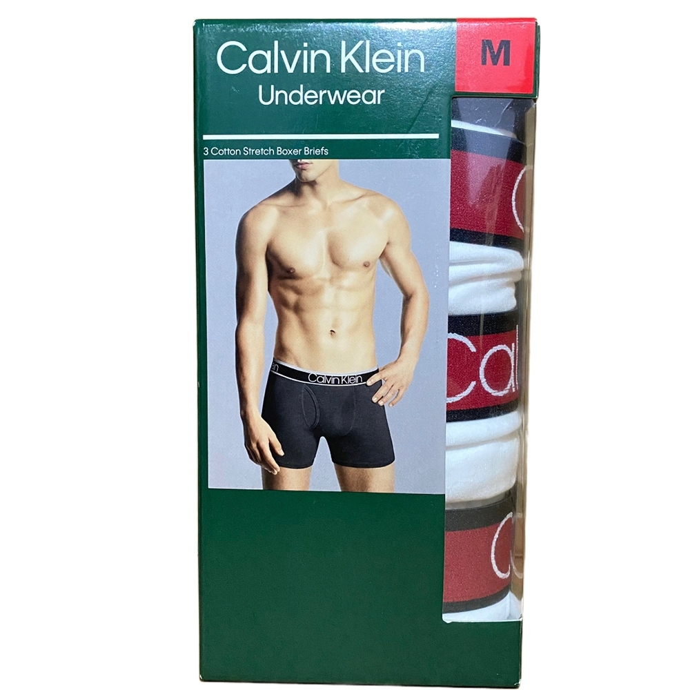 (全新福利品)Calvin Klein 男棉混紡平口褲3入組