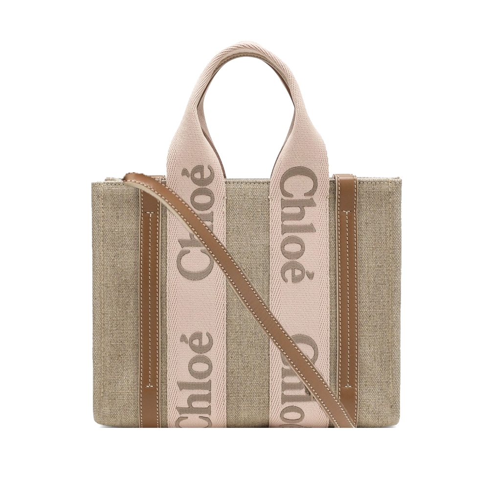 Chloe Woody tote bag 新款帆布兩用托特包(小號/粉色)