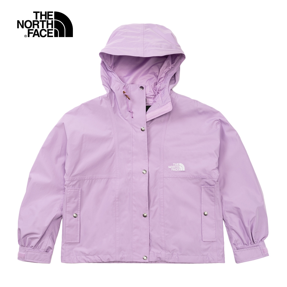 【The North Face 官方旗艦】北面女款紫色防水透氣寬鬆連帽衝鋒衣｜5JYDHCP