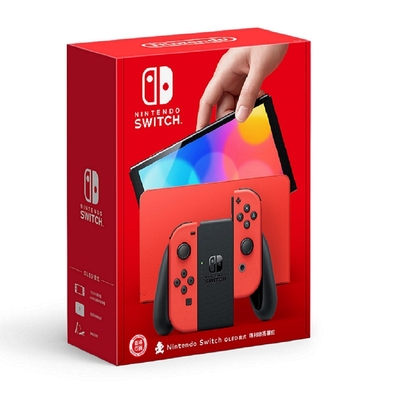 Switch OLED 瑪利歐亮麗紅主機+原廠特典購物袋