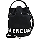 BALENCIAGA 經典電繡LOGO設計帆布迷你手提兩用水桶包(黑) product thumbnail 1