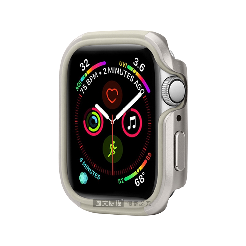 軍盾防撞 抗衝擊 Apple Watch Series SE/6/5/4 (44mm) 鋁合金雙料邊框保護殼(星光銀)