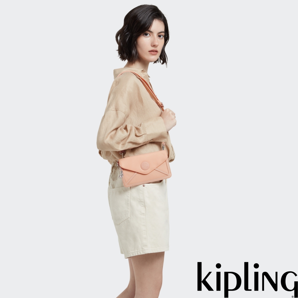 Kipling 玫瑰淡粉色信封型肩背小包-NEW LELIO