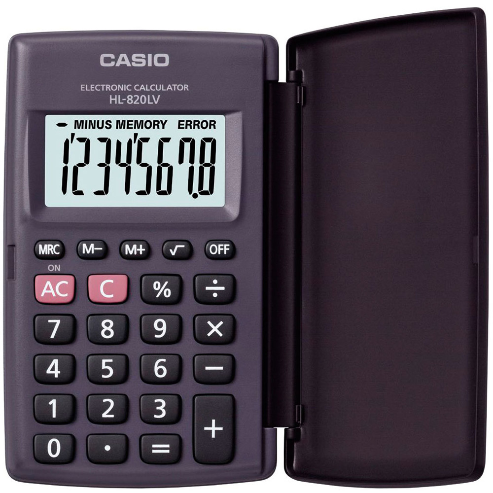 CASIO 8位數輕薄掀蓋式硬殼商務計算機HL-820LV-BK(國家考試專用機種)