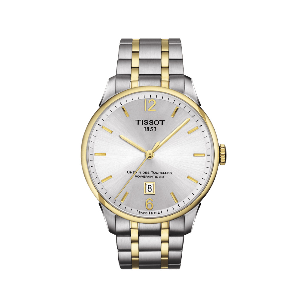 TISSOT 天梭 官方授權 杜魯爾系列機械動力80腕錶 送禮推薦-銀x雙色版/42mm T0994072203700