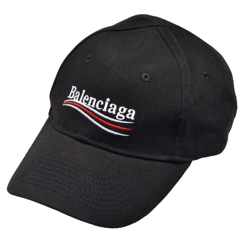 Balenciaga HAT BASEBALL刺繡LOGO白紅白流線素面鴨舌帽(黑)