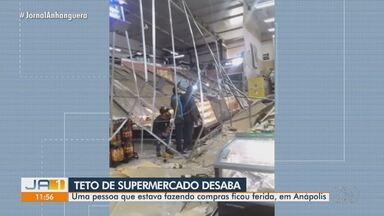 Teto de supermercado desaba e deixa feridos em Anápolis - Samu prestou socorro para a mulher e um homem, que tiveram ferimentos leves.