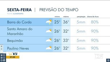 Veja as variações das temperaturas no Maranhão - Confira a previsão do tempo nesta sexta-feira (10) em São Luís e também no interior do estado do Maranhão.