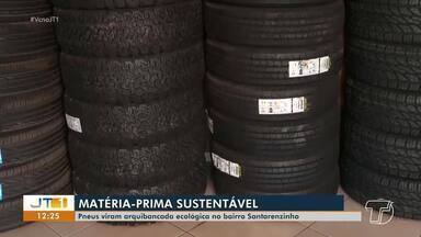 Pneus viram arquibancada ecológica no bairro Santarenzinho - Saiba mais a seguir.