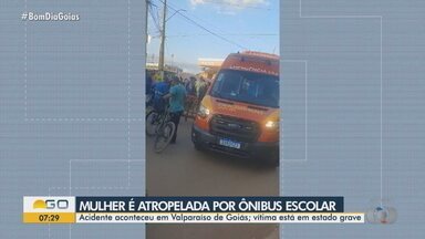 Mulher é atropelada por ônibus escolar em Valparaíso de Goiás - Vítima está em estado grave.