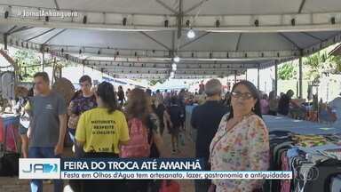 Festa em Olhos d'Água tem artesanato, lazer, gastronomia e antiguidades - Feira do troca vai até amanhã.