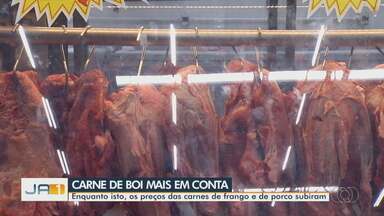 Pesquisa aponta redução no preço da carne de boi - Segundo os dados da Universidade de São Paulo, carnes de frango e porco aumentaram por causa da redução do preço em relação a carne de boi.