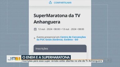 TV Anhanguera e PUC Goiás montam supermaratona do Enem 2024 - Inscrições já estão abertas. Evento ajuda estudantes a se preparem para o Exame Nacional do Ensino Médio.