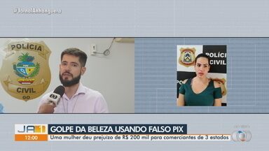 Mulher é suspeita de aplicar golpes em comerciantes ao comprar produtos com falso PIX - Suspeita comprava produtos de beleza e deu prejuízo de R$ 200 mil para comerciantes de três estados.