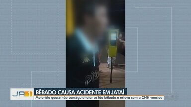 Motorista bêbado causa acidente em Jataí - Ele quase não conseguia falar de tão bêbado e estava com a CNH vencida.