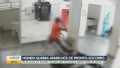 Homem destrói equipamentos de unidade de saúde em Senador Canedo - Uma funcionária teve que acionar o botão do pânico para chamar a Guarda Civil.