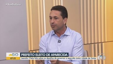 Prefeito eleito em Aparecida de Goiânia, Leandro Vilela é entrevistado no Bom Dia Goiás - Ele foi eleito no segundo turno deste domingo (27).