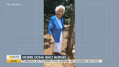 Morre Dona Iraci Borges, uma das pioneiras da educação em Trindade - Iraci Borges morreu um dia depois de completar cem anos.