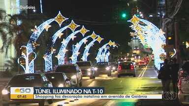 Shopping faz decoração natalina em avenida de Goiânia - Túnel iluminado está localizado na Avenida T-10.