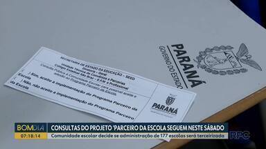 Consultas do projeto 'Parceiro da escola' seguem neste sábado, 7 - Comunidade escolar decide se administração de 177 escolas será terceirizada.