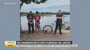 Dupla é presa em flagrante por furtar bicicleta, diz polícia - Dupla presa em flagrante é investigada por outros furtos em Campinorte.