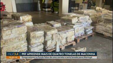 PRF apreende mais de quatro toneladas de maconha - Droga estava no fundo falso de uma carreta e seria levada para Maringá.