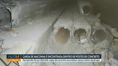 Carga de maconha é encontrada dentro de postes de concreto - Apreensão foi em Ubiratã; vigas de concreto escondiam canos cheios da droga.