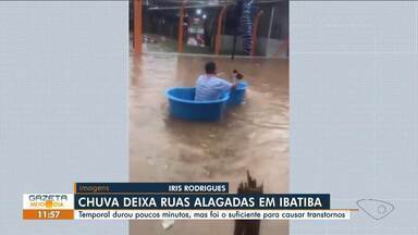 Chuva deixa ruas alagadas em Ibatiba, ES - Assista a seguir.