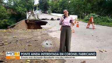 Ponte corre o risco de cair em Coronel Fabriciano - Ponte fica sob o Ribeirão Caladão.