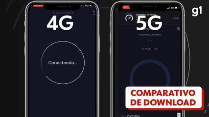 Comparativo de velocidade de download nas redes 4G e 5G na estreia em Brasília