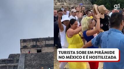 Turista sobe em pirâmide de sítio arqueológico mexicano onde é proibido o acesso