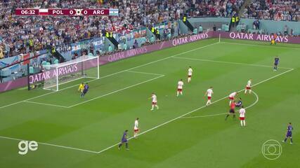 Aos 6 min do 1º tempo - chute de fora da área defendido de Messi da Argentina contra a Polônia