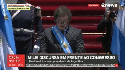 Javier Milei faz 1º discurso como presidente da Argentina